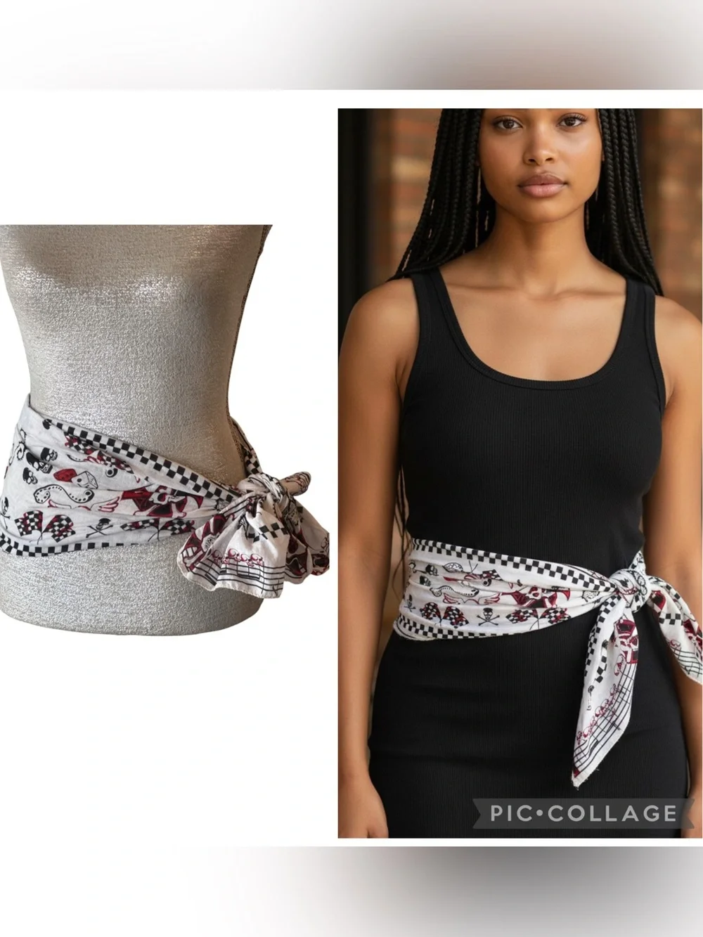 True Love Skull Tattoo Flash Cotton Scarf Rockabilly Biker White Red Black OS